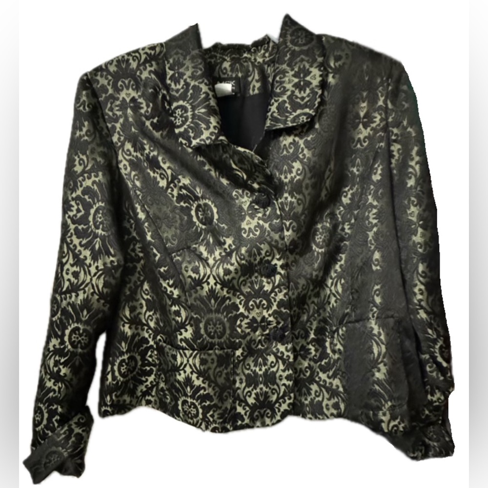 MSK Vintage Elegant Damask Black Green Women's Jacket